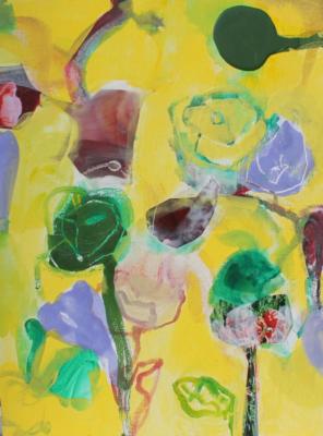 Flowers - Acryl und Encaustic auf Leinwand 40x30 - Malerei Carola Malter